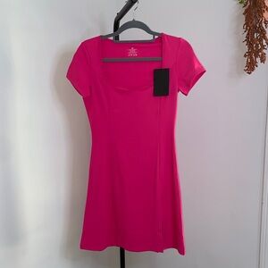 Vibrant Pink Short Sleeve Women's Dress